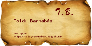Toldy Barnabás névjegykártya
